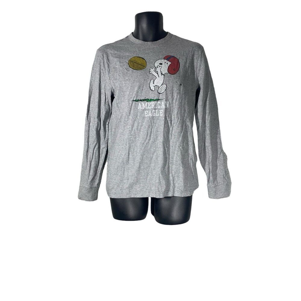 American Eagle x Peanuts Snoopy Football‎ Long Sleeve Shirt Gray Size S